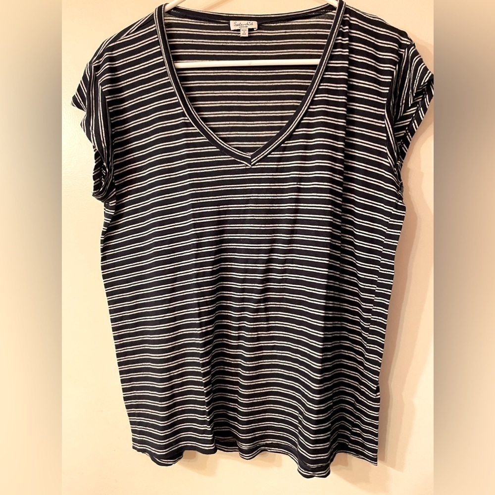 Splendid navy and white cap sleeve tee